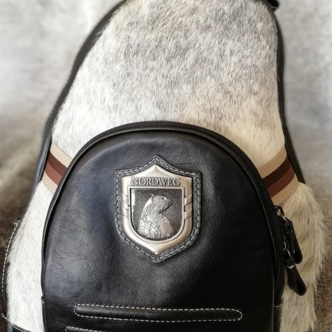 Kožený batoh Luxury Cowhide NORDWEG GREY černošedý 32x45x15cm 15L