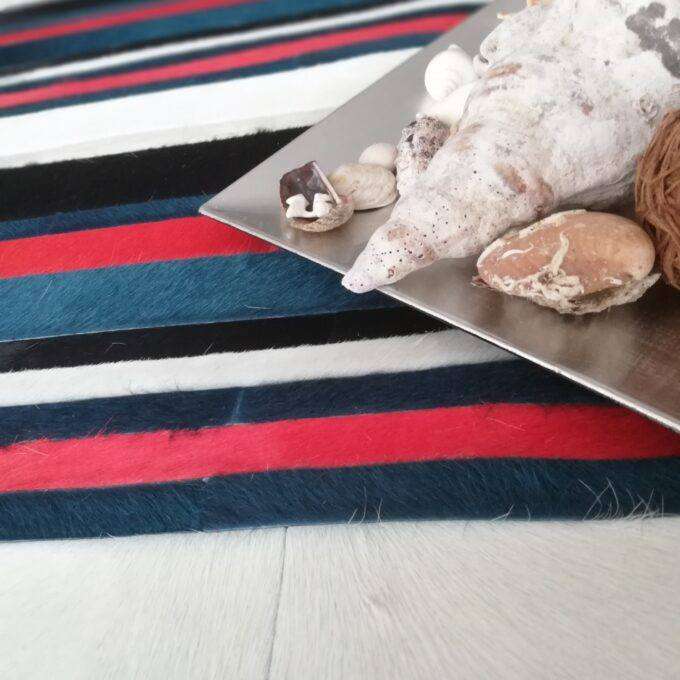 Kožený koberec Luxury Cowhide FLORENCIE 160x220cm červeno-bílo-zelený