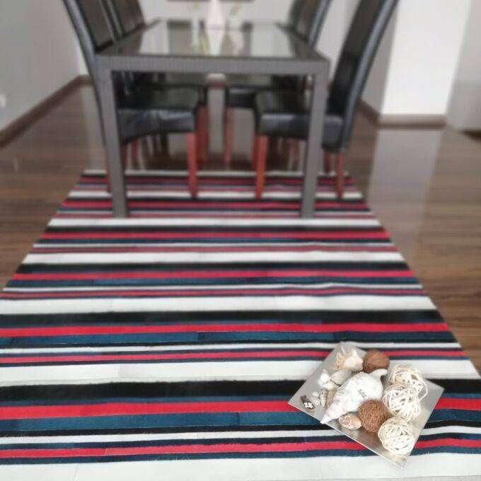 Kožený koberec Luxury Cowhide FLORENCIE 160x220cm červeno-bílo-zelený